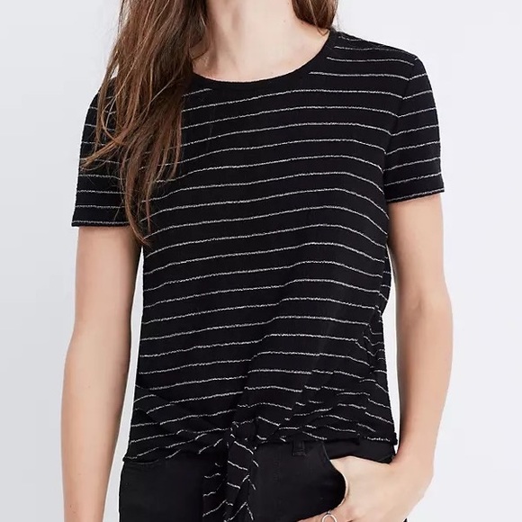 Madewell Modern Tie-Front Top in Stripe - Picture 3 of 6